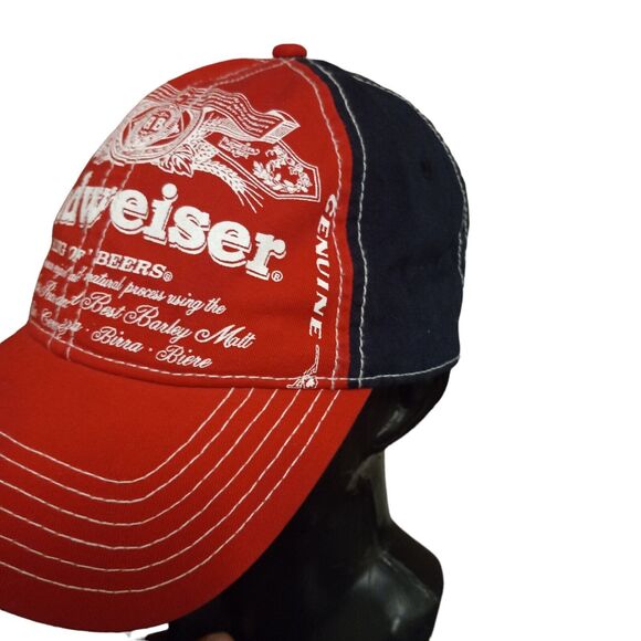 Anheuser Busch Budweiser Beer Hat Red White and Blue Adjustable Strap back - Picture 7 of 12